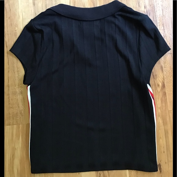NWOT Black Baby Tee with Racer Stripes - Picture 2 of 9